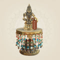 Ayyappa Swami Brass Idol with Decorative Chowki 9.5"– South Style Layout - Luxeartisanship