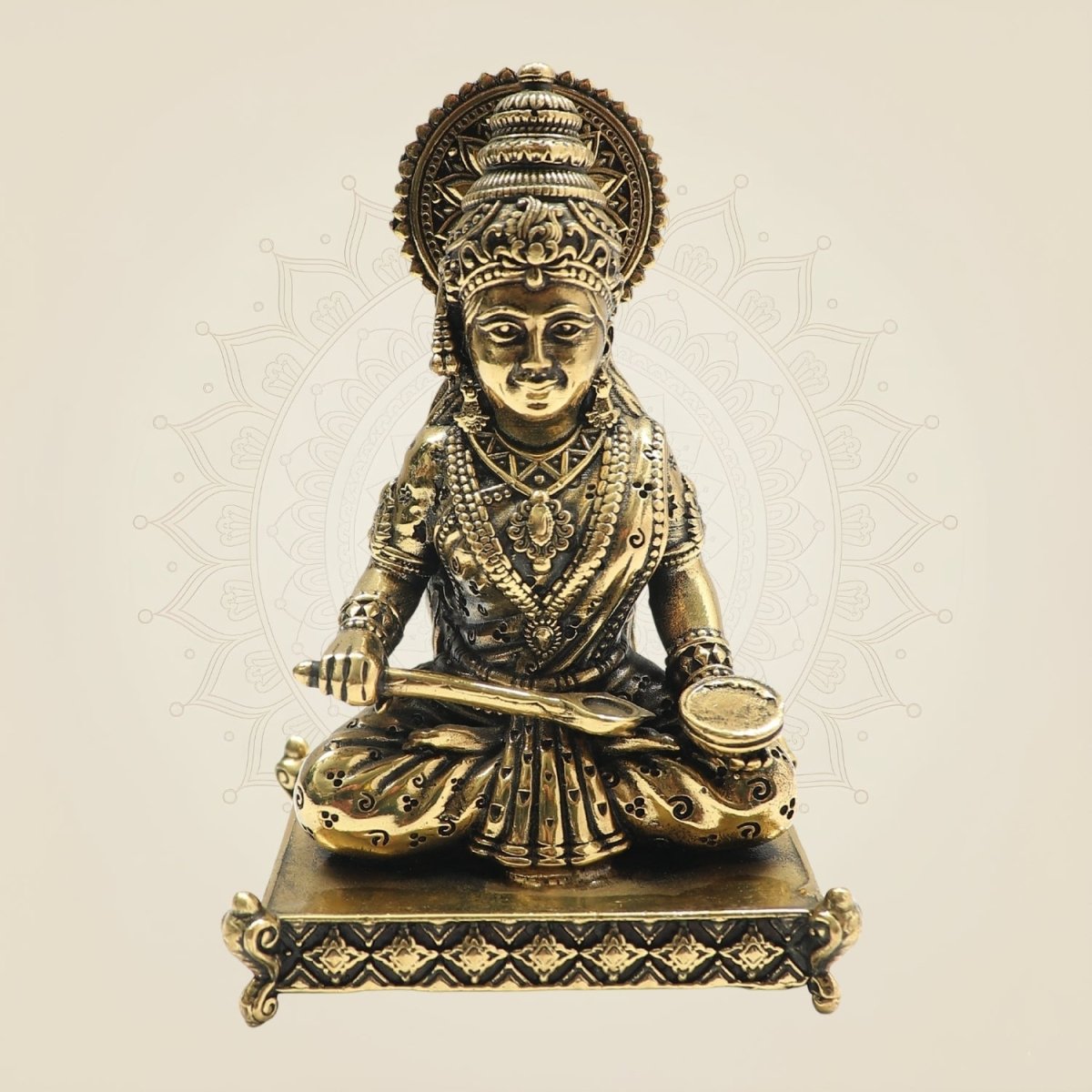 Brass Annapurna Devi Idol with Chowki 3.75 – Symbol of Nourishment - Luxeartisanship
