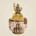 Brass Ardhanarishwar Idol on Chowki with Shiva Lingam 8.25" - Luxeartisanship