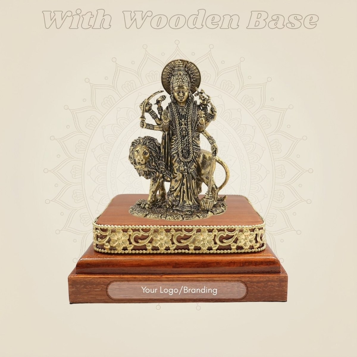 Brass Durga Murti on Wooden Base