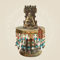 Brass Guru Raghavendra Idol on Chowki 7.5" for Spiritual Decor - Luxeartisanship
