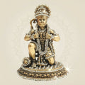 Brass Hanuman Idol 5" in Kneeling Form with Sparkling Stone Embellishment - Luxeartisanship