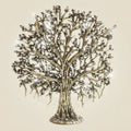 Brass Kalpavriksha Tree Idol with Elegant Rhinestone Detailing 6.25" - Luxeartisanship