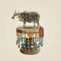 Brass Kamadhenu Statue with Chowki for Abundance Energy 6.5" - Luxeartisanship