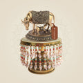 Brass Kamdhenu Cow Statue with Chowki Base Finish 8" - Luxeartisanship