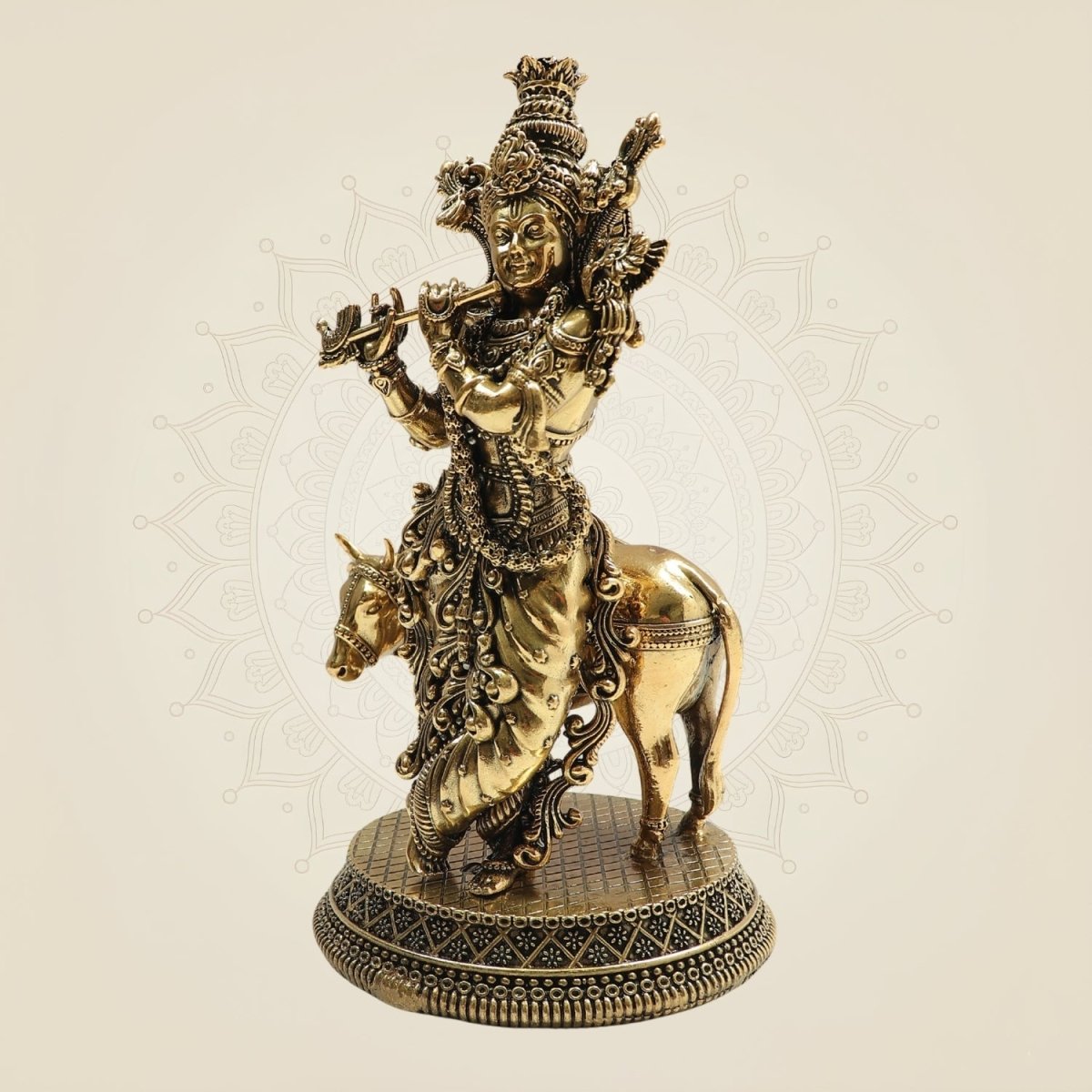 Brass Krishna Ji with Cow – A Timeless Symbol - Luxeartisanship