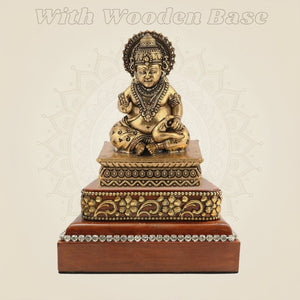 Brass Kuber Idol 4" with Square Wooden Base Decorative Statue - Luxeartisanship