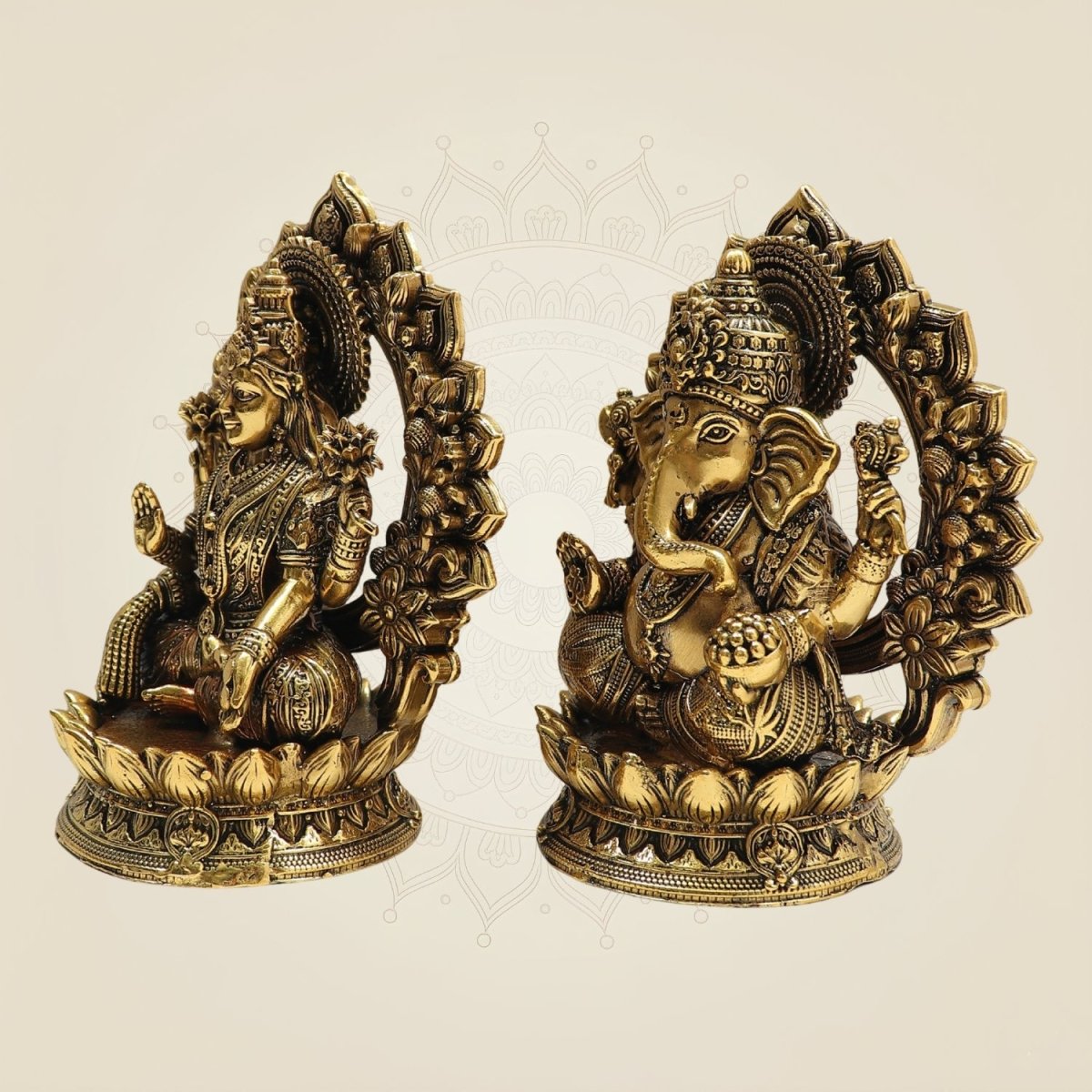 Brass Lakshmi Ganesh Idols Pair  - Luxeartisanship