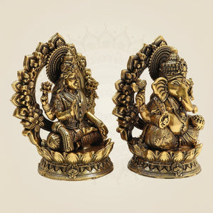 Brass Lakshmi Ganesh Idol Pair  - Luxeartisanship