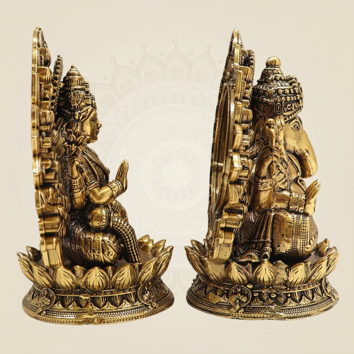 Brass Lakshmi Ganesh Statue Pair  - Luxeartisanship