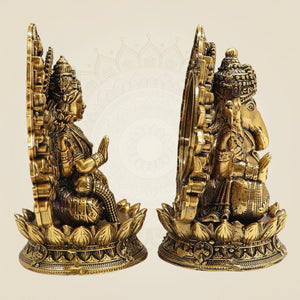 Brass Lakshmi Ganesh Statue Pair  - Luxeartisanship