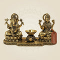 Brass Laxmi Ganesh Idol with Tortoise Diya 4.5 Inch – Prosperity & Wealth Decor - Luxeartisanship