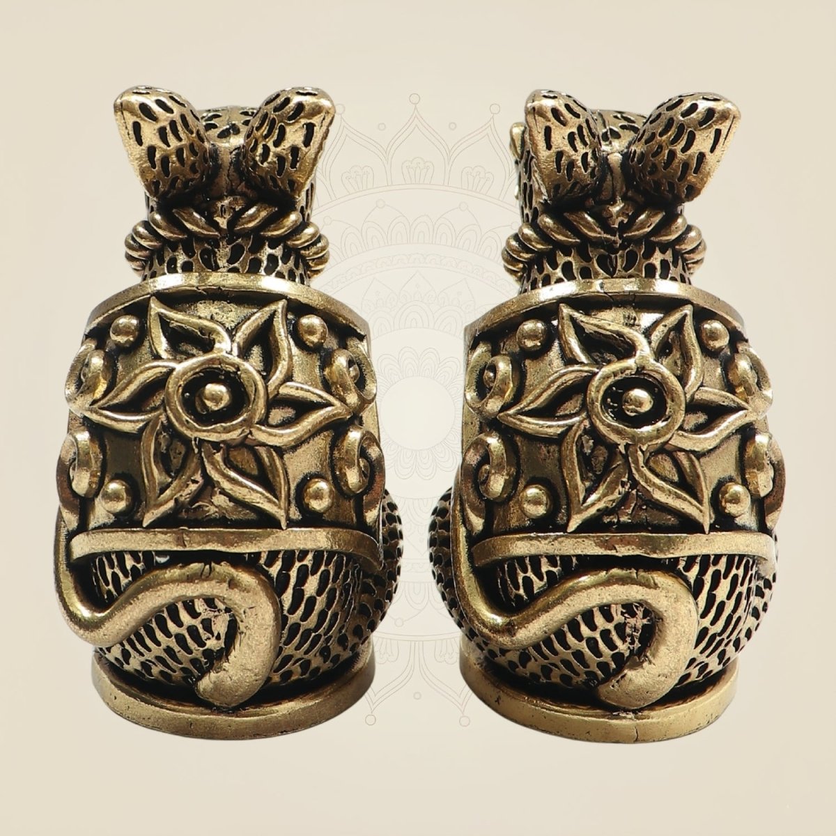 Brass Mushak Pair 3"– Sacred Companion for Ganesh Worship - Luxeartisanship