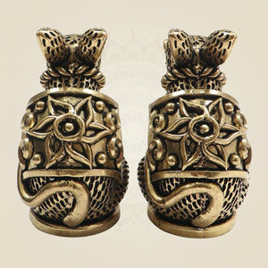 Brass Mushak Pair 3"– Sacred Companion for Ganesh Worship - Luxeartisanship