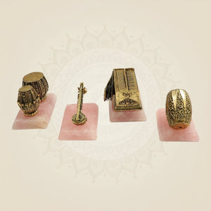 Brass Musical Instrument Miniatures on Stone Base – 2.5 Inch Decorative Showpiece - Luxeartisanship