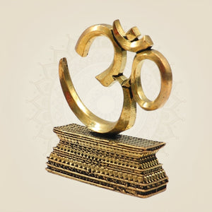 Brass Om ॐ on Stand 2.5" - for Meditation & Gift Purpose - Luxeartisanship
