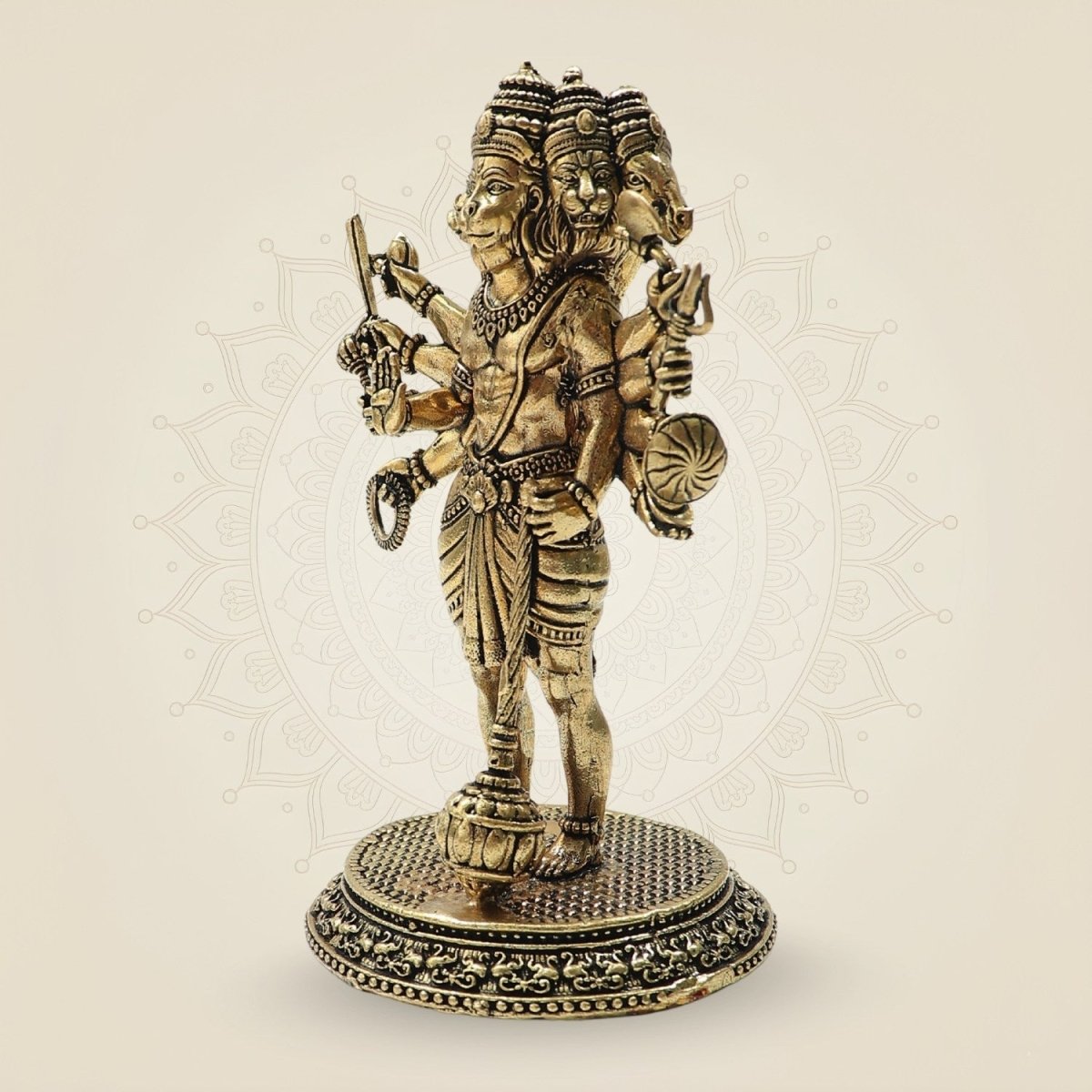 Brass Panchmukhi Hanuman Statue-  Luxeartisanship