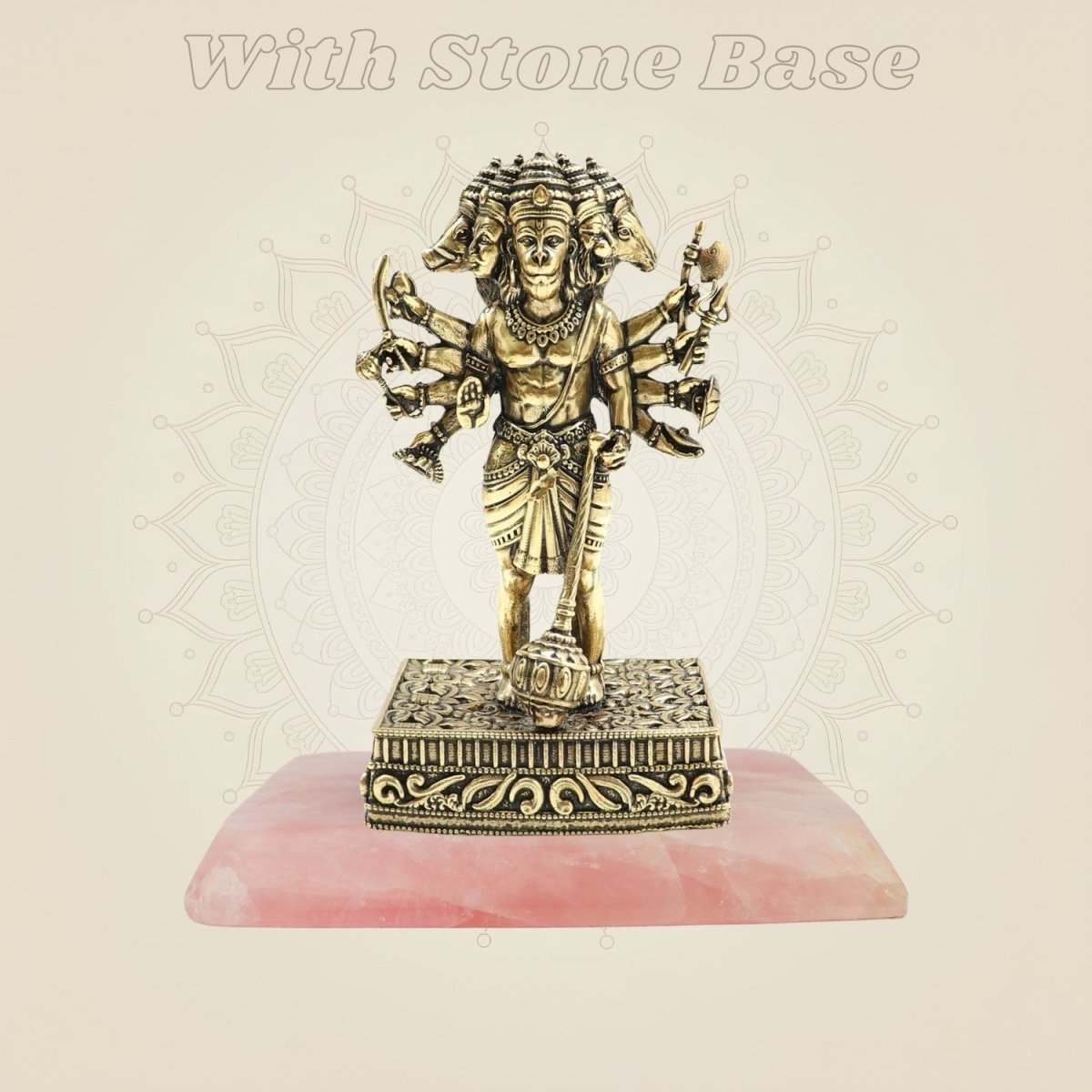 Brass Panchmukhi Hanuman Idol 4.75" - Standing Five - Faced Bajrangbali Statue - Luxeartisanship