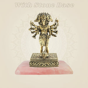 Brass Panchmukhi Hanuman Idol 4.75" - Standing Five - Faced Bajrangbali Statue - Luxeartisanship