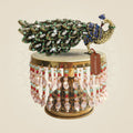Brass Peacock Figurine on Chowki 6" with Multicolor Stone Decor - Luxeartisanship