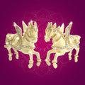 Brass Pegasus Flying Horse Figurine Set Adorned with Rhinestones - Luxeartisanship