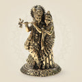 Brass Radha Krishna Idol 4"– Graceful Flute - Playing Murti for Home - Luxeartisanship