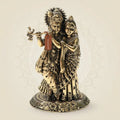 Brass Radha Krishna Idol 4"– Graceful Flute-Playing Murti for Home