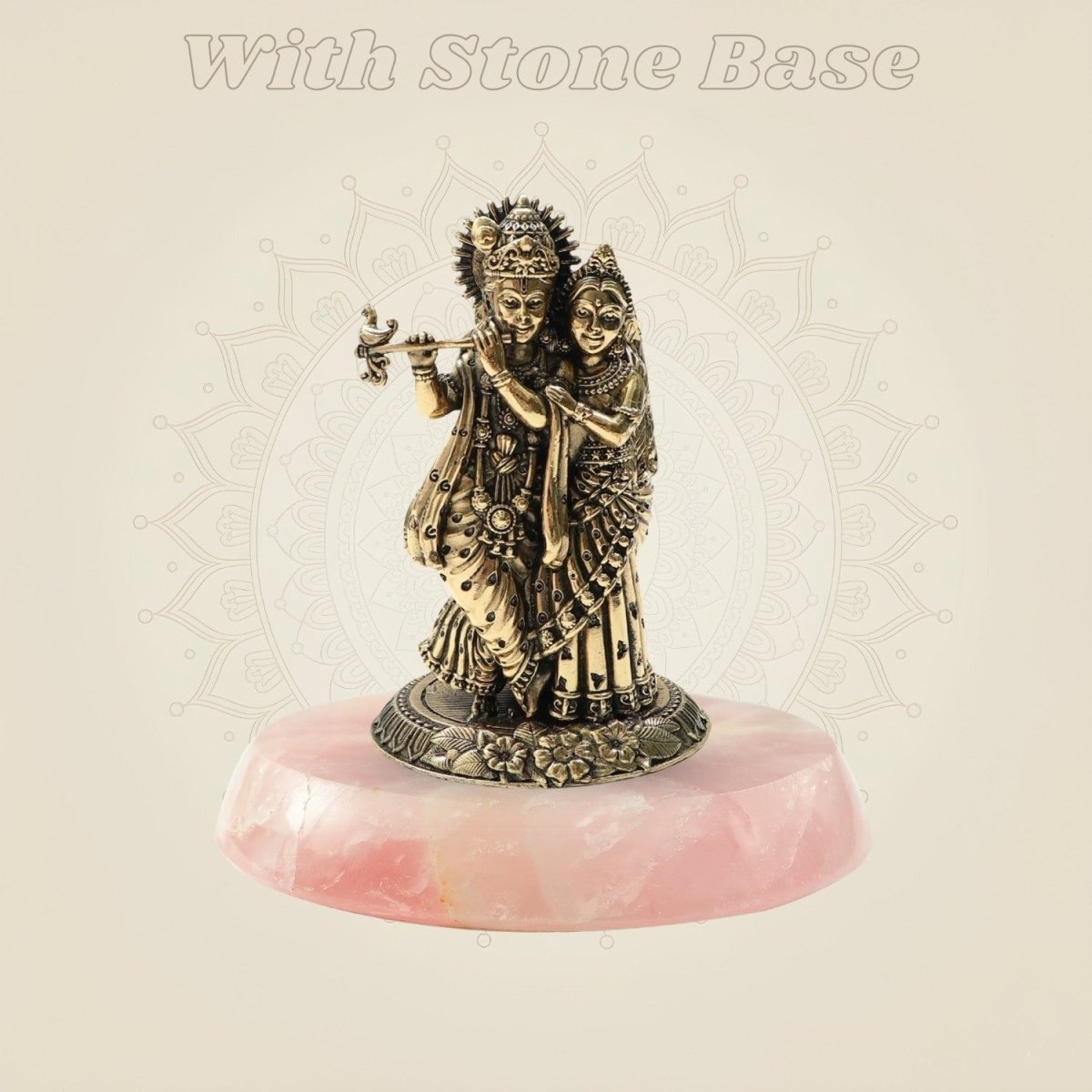 Brass Radha Krishna Idol 4"– Graceful Flute - Playing Murti for Home - Luxeartisanship