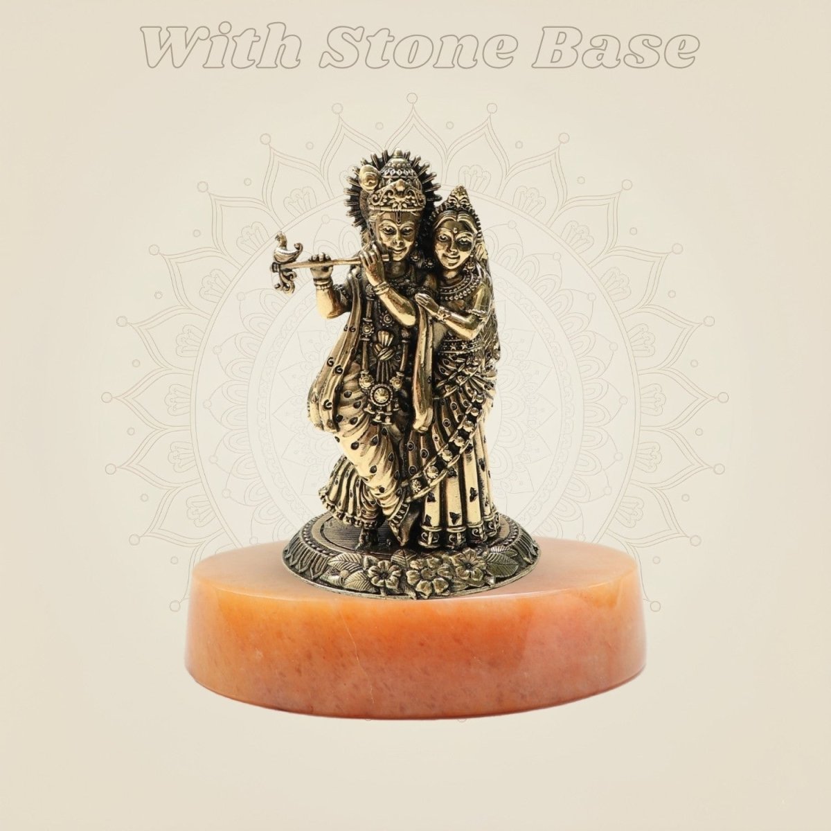 Brass Radha Krishna Idol 4"– Graceful Flute - Playing Murti for Home - Luxeartisanship