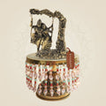 Brass Radha Krishna on Swing Sculpture on Chowki 8"– Display Piece - Luxeartisanship