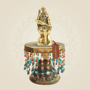 Brass Sai Baba Idol on Chowki 9.5"– Faith & Positivity - Luxeartisanship