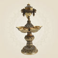 Brass Shankh Chakra Diya with 5 Deepak – Sacred Light for Divine - Luxeartisanship