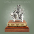 Brass Sherawali Durga Maa Idol Silver - Plated with Square Wooden Base - Luxeartisanship