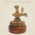 Brass Shiva Lingam Set with Nandi, Naag & Trishul 3.5″ Wooden Base - Luxeartisanship