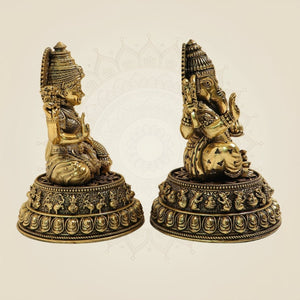 Brass Superfine Laxmi Ganesh Idol Set – 5" Wealth & Prosperity Murti - Luxeartisanship