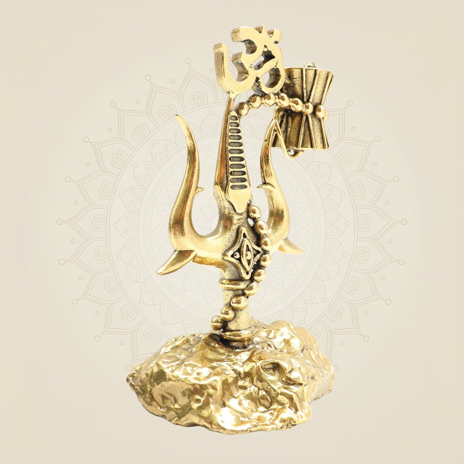 Brass Trishul with Damru & Om