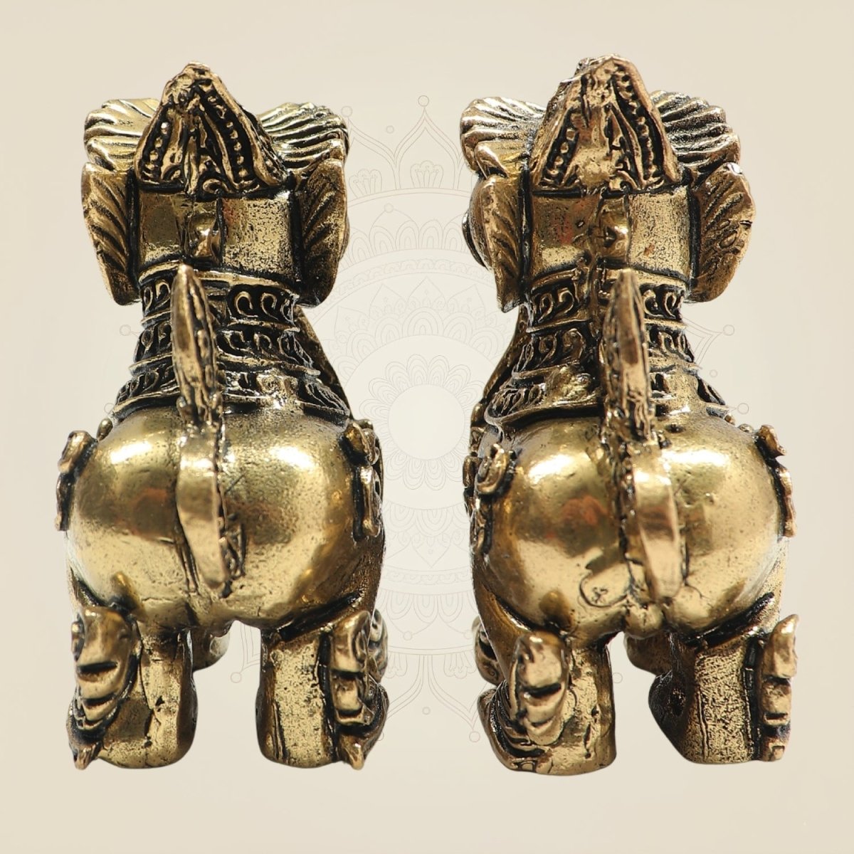 Brass Yali Guardian Lion 3"– Majestic Keeper of Strength (Set of 2) - Luxeartisanship