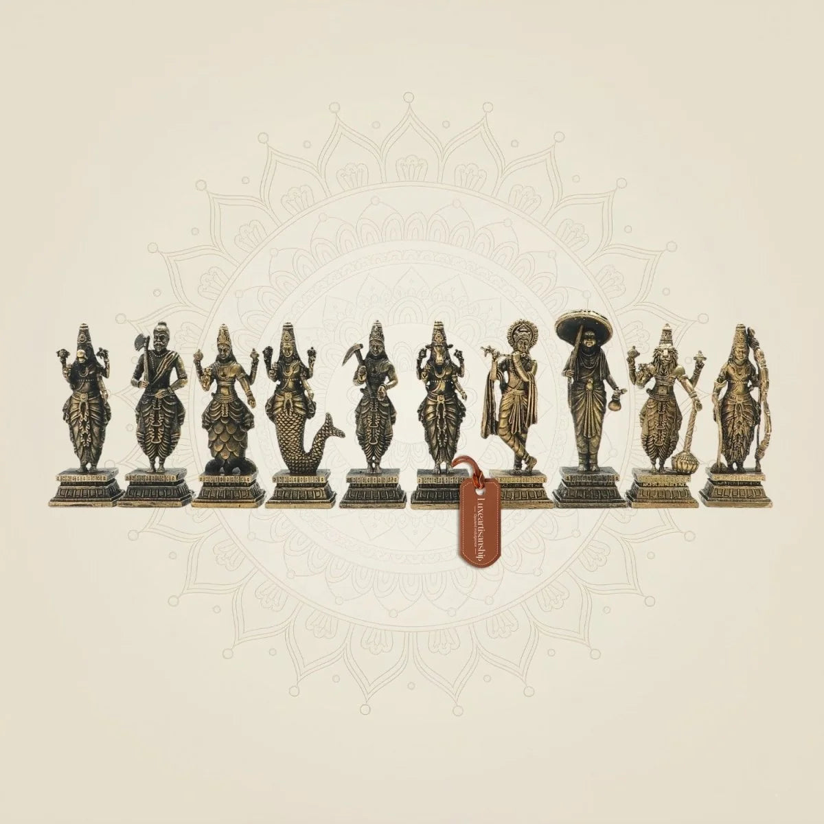 Bronze Dashavatara Idol Set 3.5"– Ten Vishnu Avatars in Fine Artisan Craft