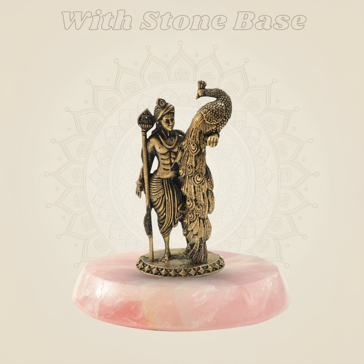 Bronze Murugan with Peacock Panchaloha Statue 4" - Luxeartisanship