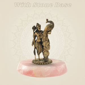 Bronze Murugan with Peacock Panchaloha Statue 4" - Luxeartisanship