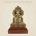 Chaturbhuj Ganesha Brass Murti with Wooden Base