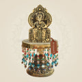 Chaturbhuj Ganesha Seated on Chowki 7.5"– Compact Sacred Piece - Luxeartisanship