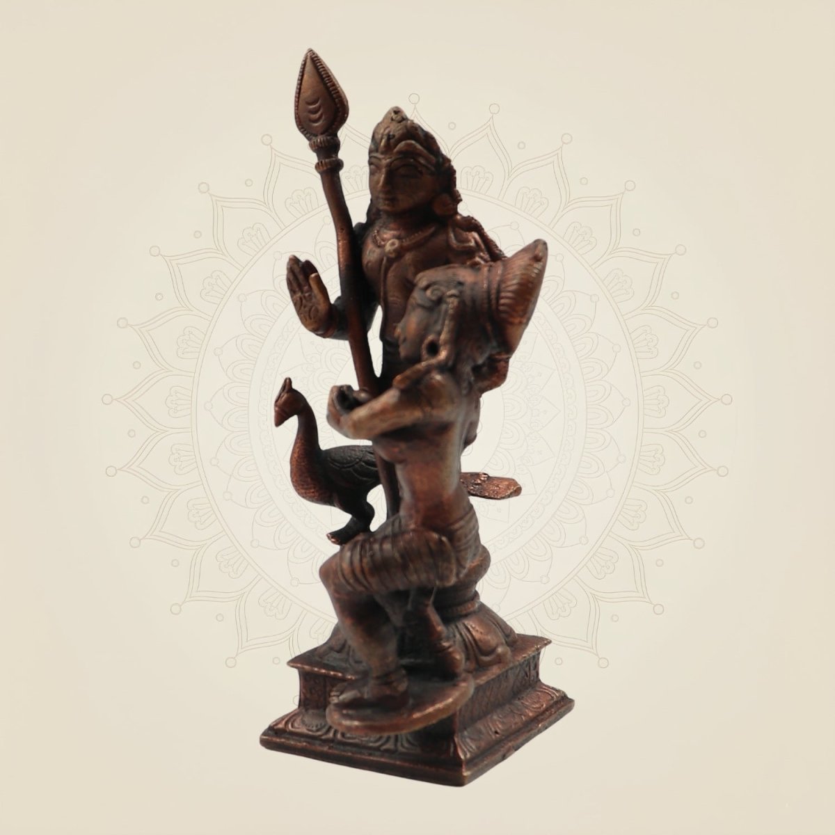 Copper Lord Murugan with DevaSena 6"– Handcrafted Statue of Divine Grace - Luxeartisanship
