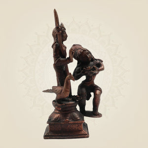 Copper Lord Murugan with DevaSena 6"– Handcrafted Statue of Divine Grace - Luxeartisanship