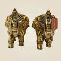 Decorative Brass Elephant Pair Statues with Trunk Up – 5 Inch Prosperity & Vastu Accent - Luxeartisanship