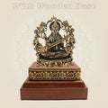 Divine Brass Saraswati Idol 3.75" on Square Wooden Base for Knowledge - Luxeartisanship