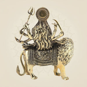 Durga Mata on Lion Brass Statue