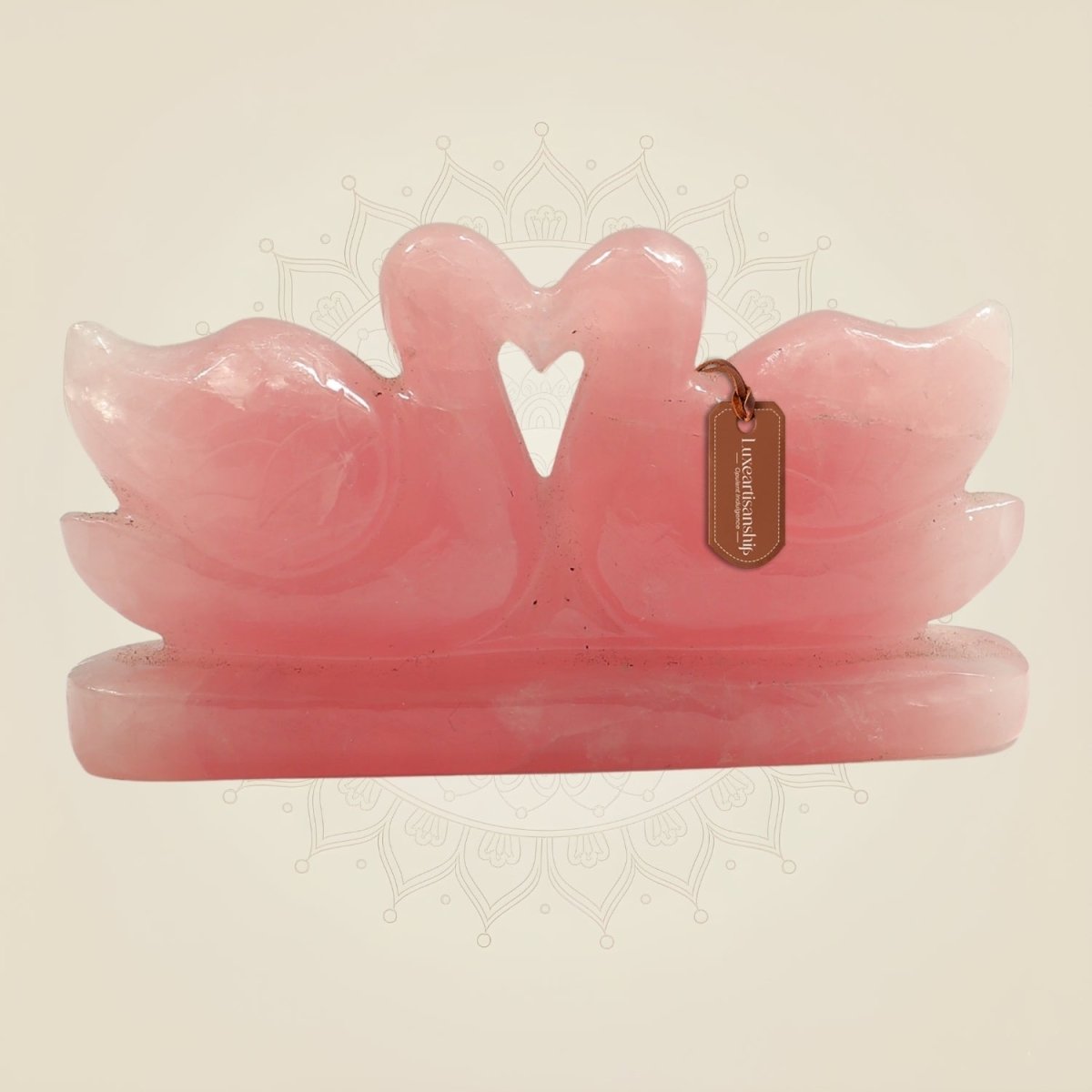 Elegant Rose Quartz Mandarin Ducks Pair for Love & Home Decor - Luxeartisanship