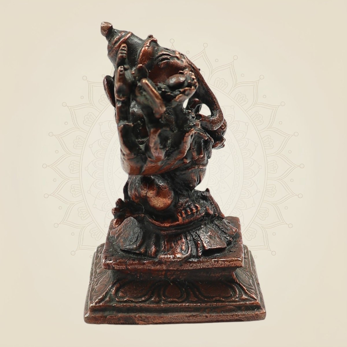Exquisite Small Copper Eight - Armed Ganesha Statue 3"– Artistic Divine Idol - Luxeartisanship