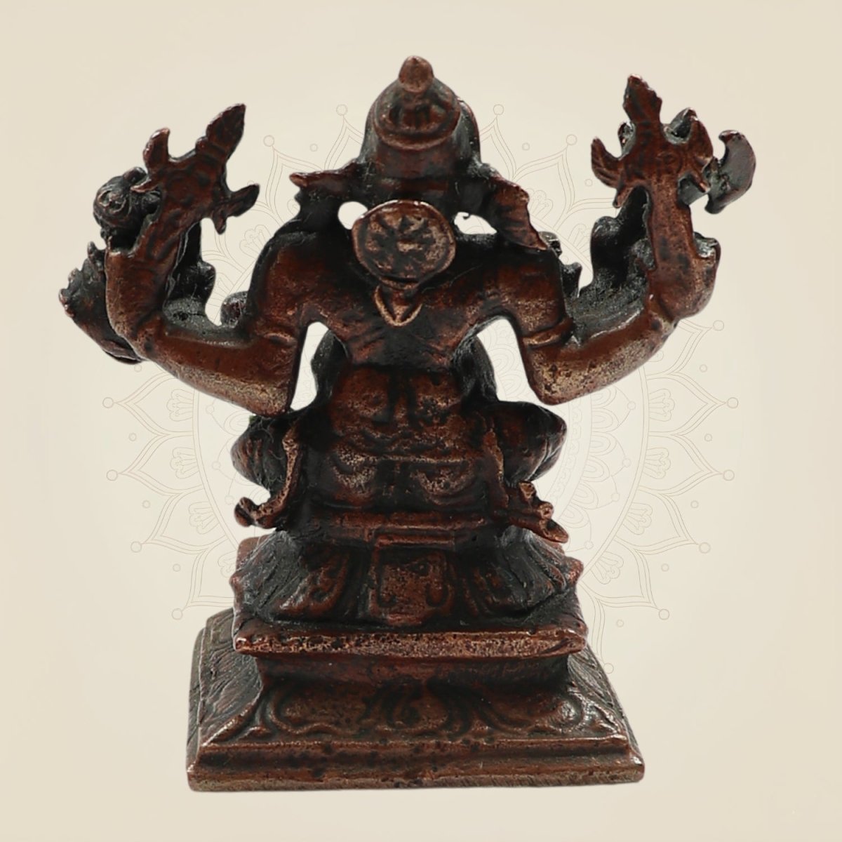 Exquisite Small Copper Eight - Armed Ganesha Statue 3"– Artistic Divine Idol - Luxeartisanship